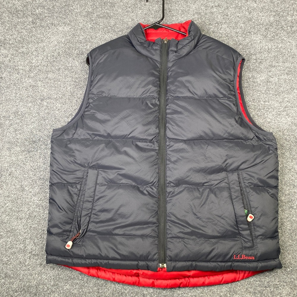 LL Bean Mens Goose Down Puffer Vest Navy Blue Ripstop Full Zip Medium OBDC7